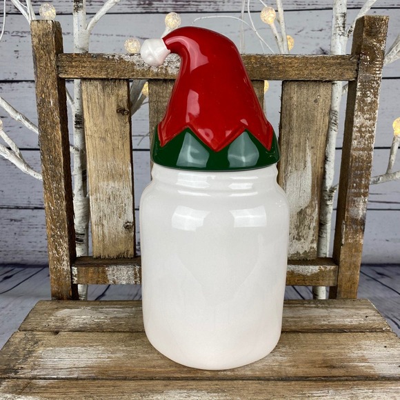 🎄 Rae Dunn “Deck The Halls” Canister w/ Elf Hat Topper – Christmas Decor - Picture 5 of 9